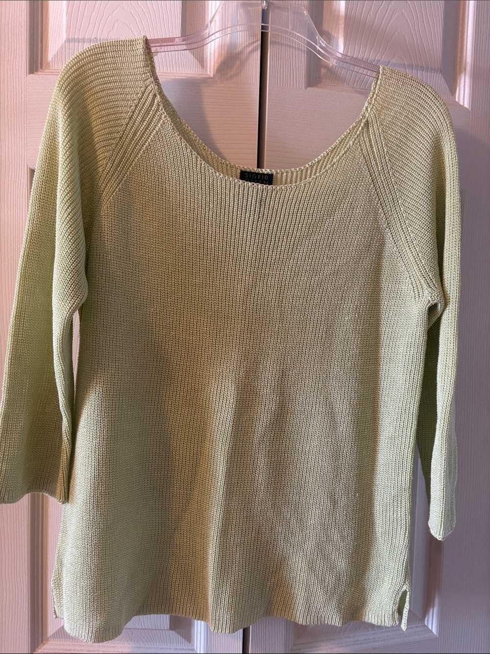 Sigrid Olsen Pale Green Scoop Neck Knit Sweater